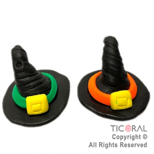 ADOR SOMBRERO DE BRUJA COLORES SURTIDOS HALLOWEEN A PORCELANA FRIA x 1